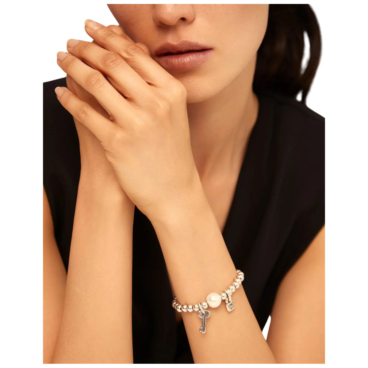 UNOde50 Llavestruz Women's White Pearl Beaded Bracelet in Sterling Silver-Plating over Metal - Image 6