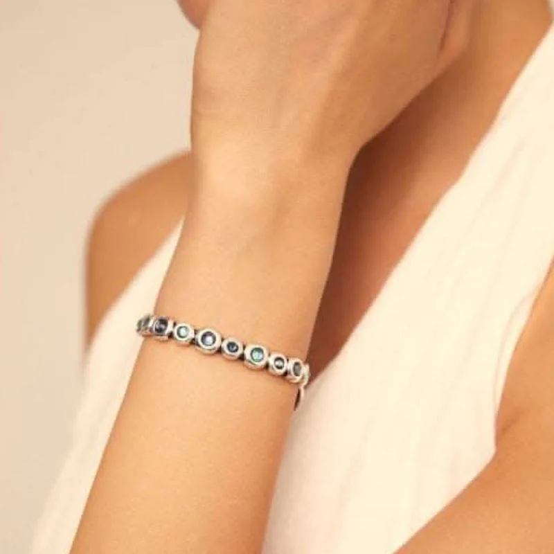 UNOde50 Magic Touch Women's 7" Blue Faceted Crystal Bracelet in Sterling Silver-Plating over Metal - Image 3