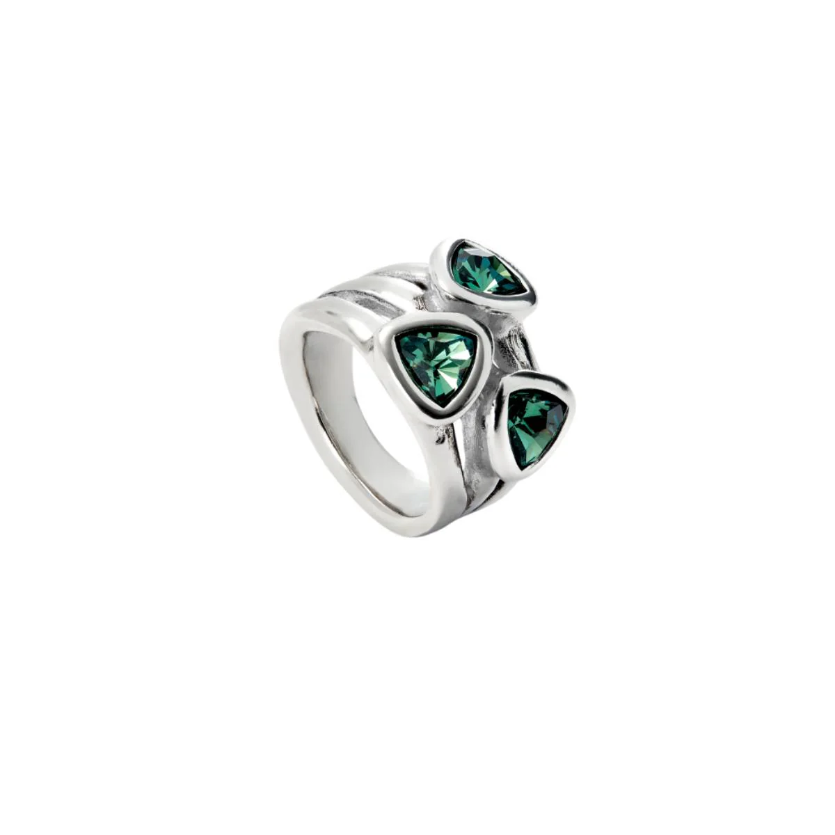 UNOde50 Ser Camaleonica Women's Three Green Crystals Ring in Sterling Silver-Plating over Metal - Image 2