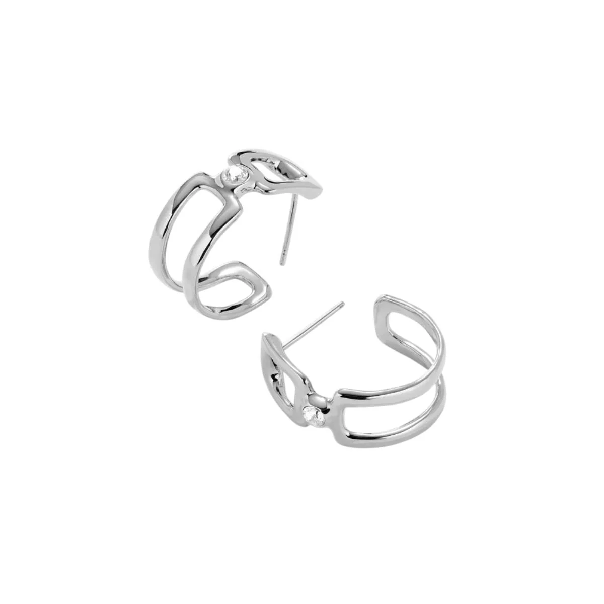 UNOde50 Ser Indomable Women's White Topaz Hoop Earrings in Metal - Image 2