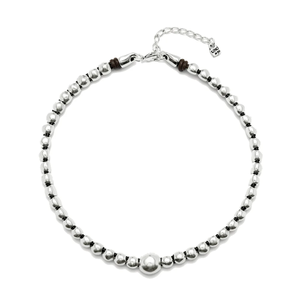 UNOde50 Ser Intrepida Unisex Beads Necklace in Sterling Silver-Plating over Metal