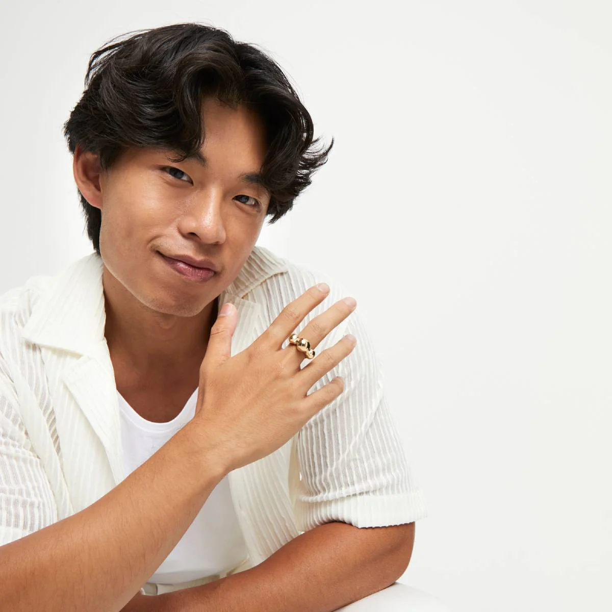 UNOde50 Ser Intrepida Unisex Three Central Beads Ring in Metal - Image 9