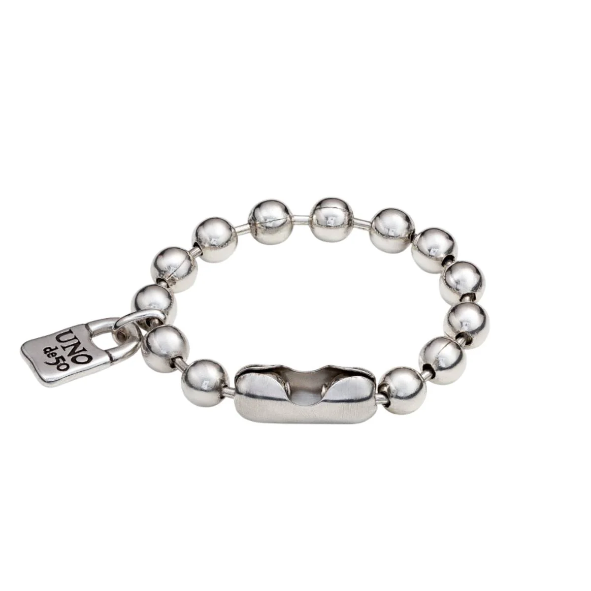 UNOde50 Snowflake Unisex Padlock Charm Beaded Bracelet in Metal - Image 5