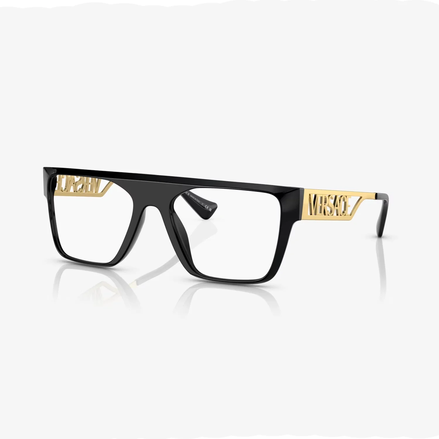 Versace Men's Rectangle Eyeglasses, Black/Gold - Image 3