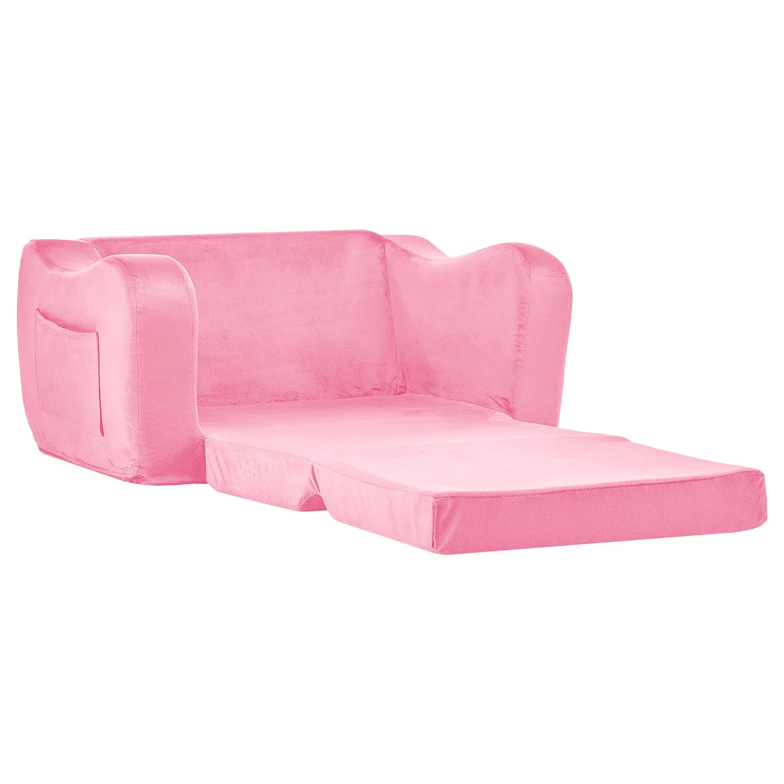 VEVOR 2-in-1 Kids Sofa, Foldable Toddler Soft Couch with Armrests, Made of 28D Sponge & Short Pile, Convertible Toddler Chair to Lounger, Kid Couch Fold Out for Fun Playtime or Comfy Lounging, M, Pink - Image 10