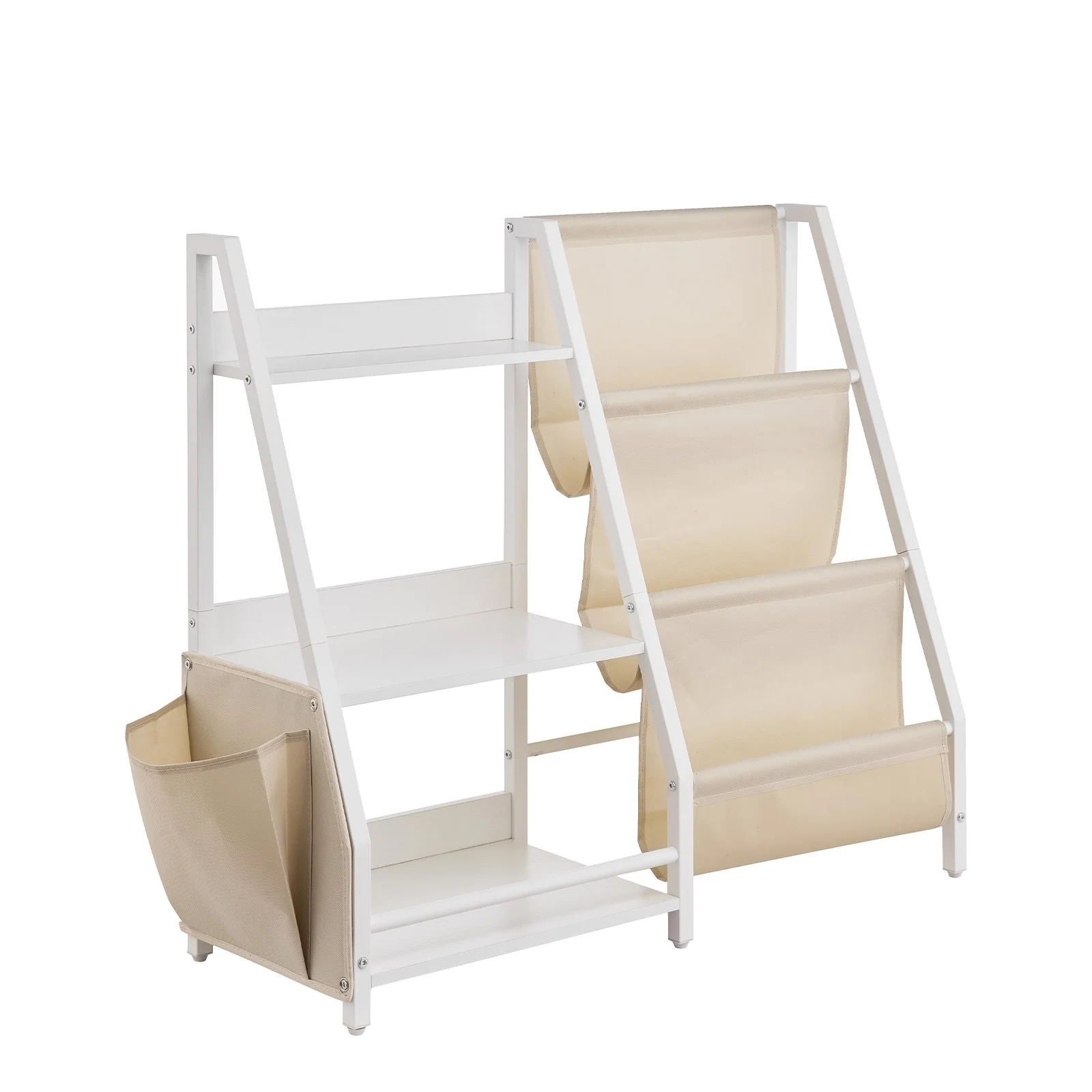 VEVOR 3-Tier Kids Bookshelf, Toy Storage Organizer for Toddler, Book Shelf for Kids Rooms with Sling Book Rack and Storage Bag, Kids Storage Book Shelves for Kids Room, Playroom, Kindergarten, Nursery - Image 9