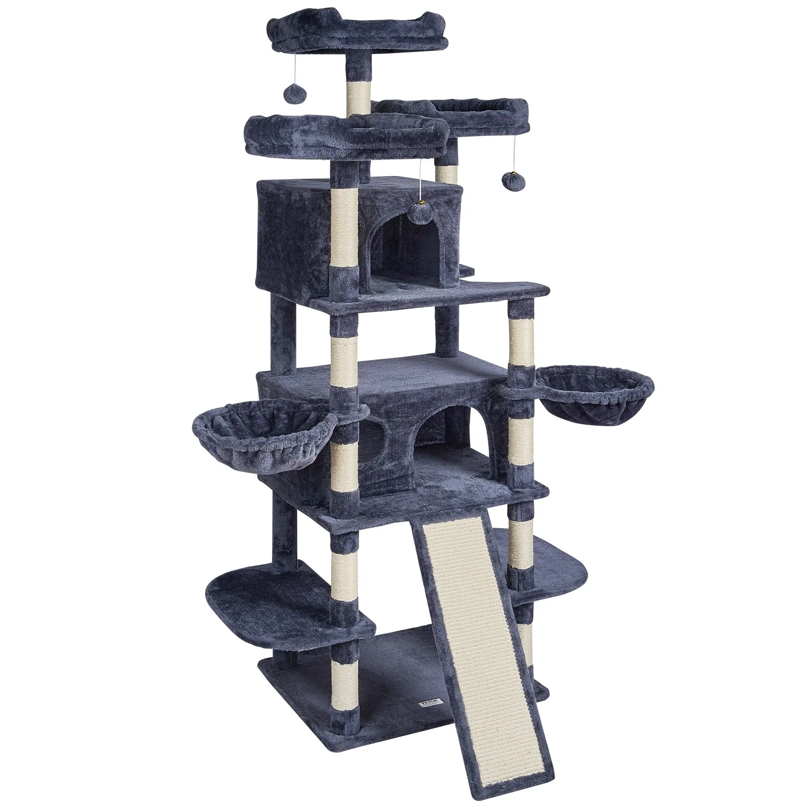 VEVOR Cat Tree 68.5" Cat Tower for Indoor Cats with Cat Condos Scratching Post - Image 10