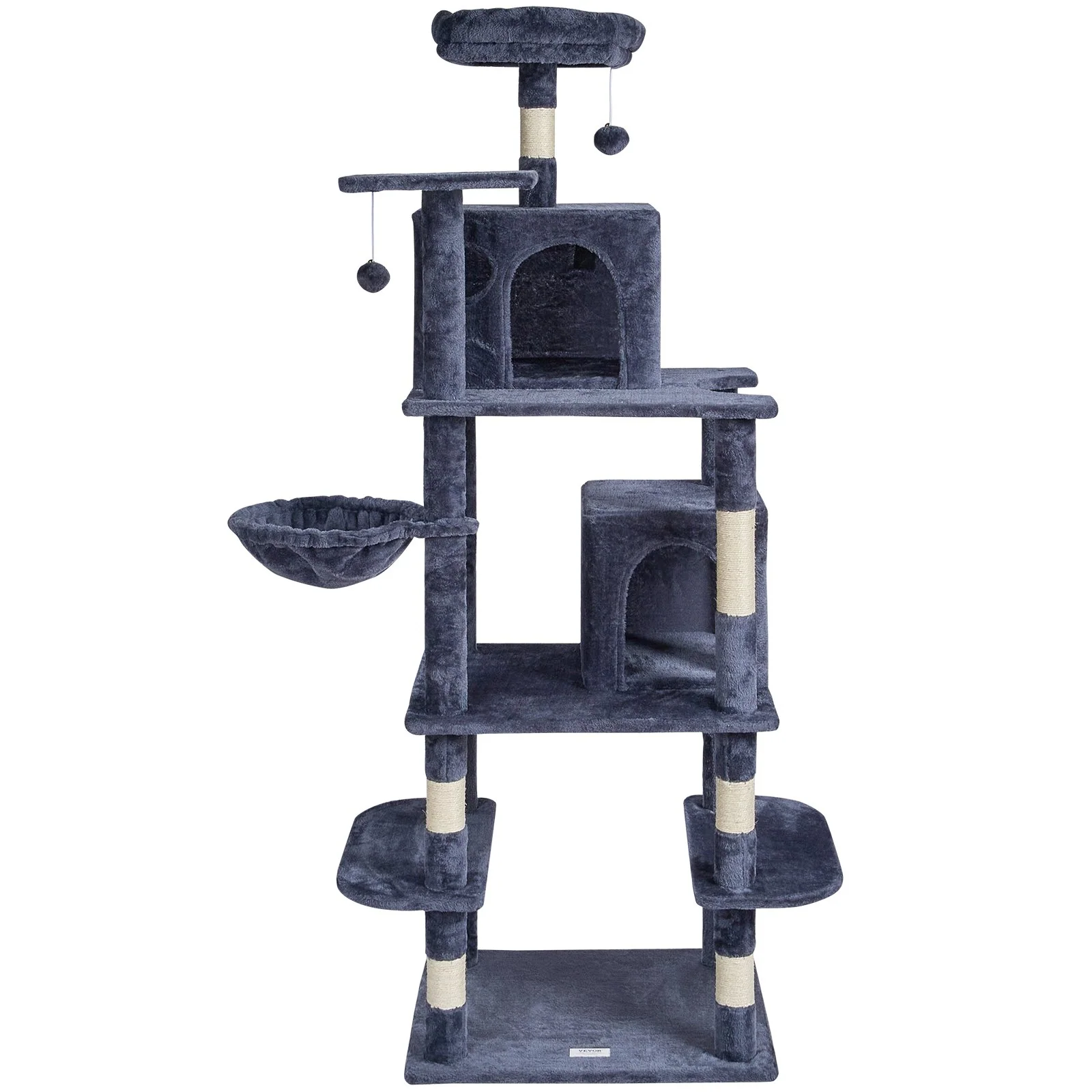 VEVOR Cat Tree 68.5" Cat Tower with Cat Condos Sisal Scratching Post Dark Grey - Image 8