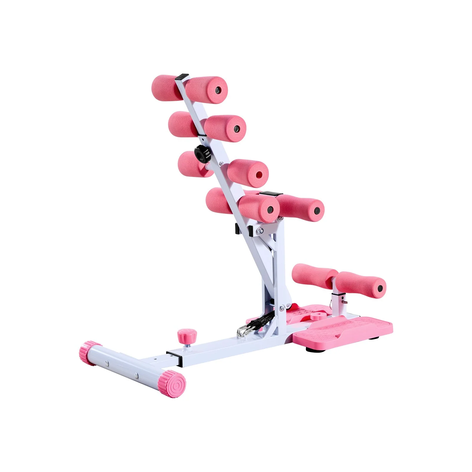 VEVOR Deep Squat Machine, Adjustable Glutes Trainer Machine with 3 High-Strength Resistance Bands, Folding Core Leg & Glutes Exercise Trainer, Push Up Workout Equipment at Home Gym, Pink + White - Image 8