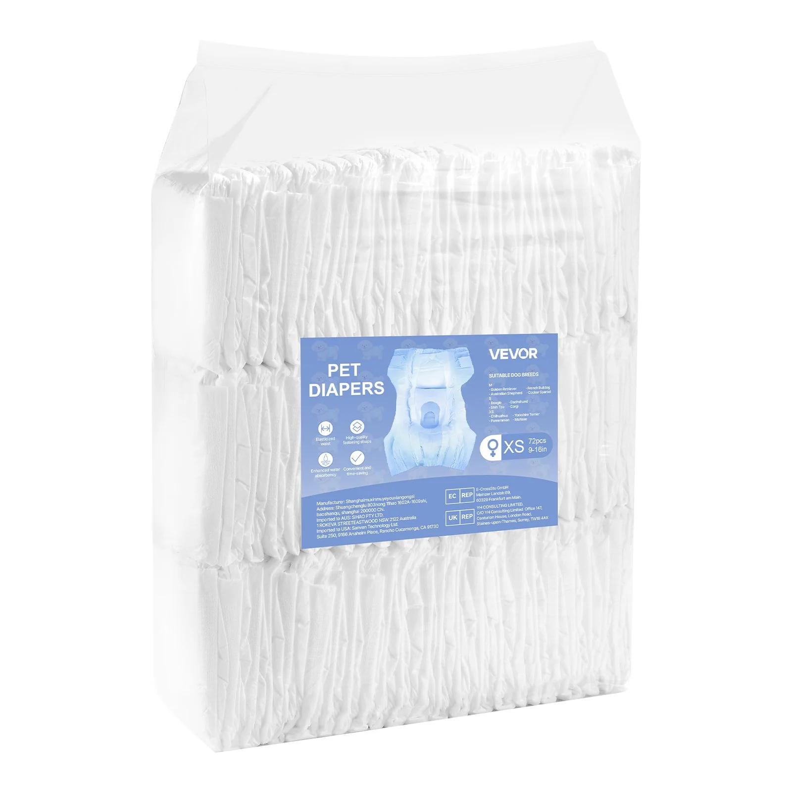 VEVOR Disposable Dog Diapers Super Absorbent Female Dog Diaper XS Size 144 Count - Image 9