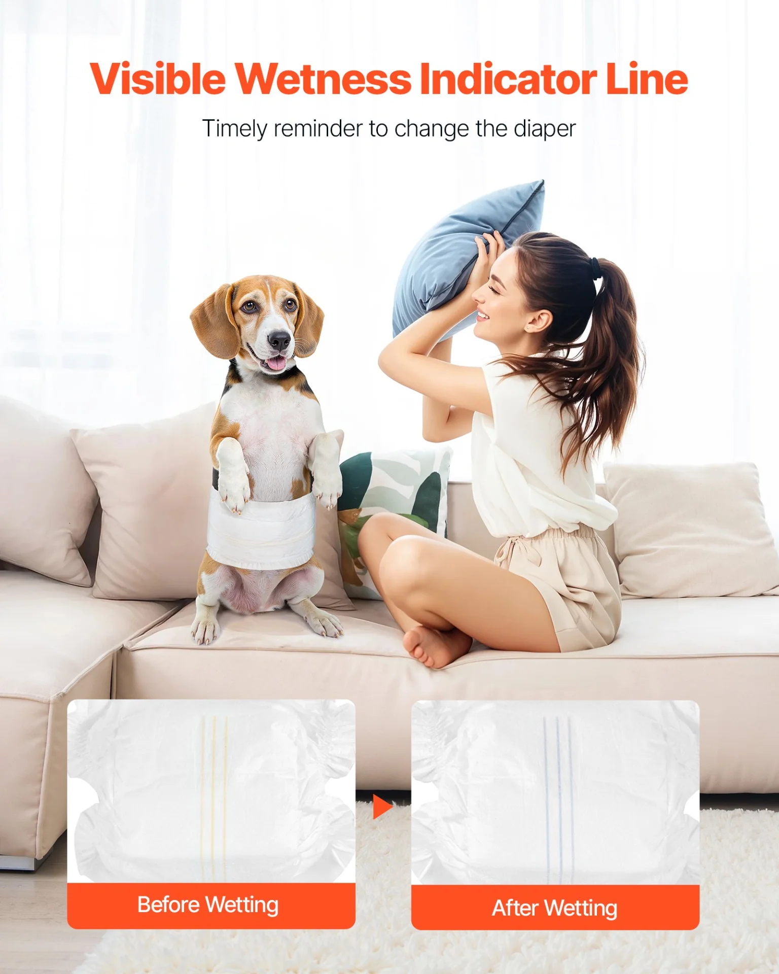 VEVOR Disposable Male Dog Diapers Super Absorbent Male Dog Wraps S 144 Count - Image 5