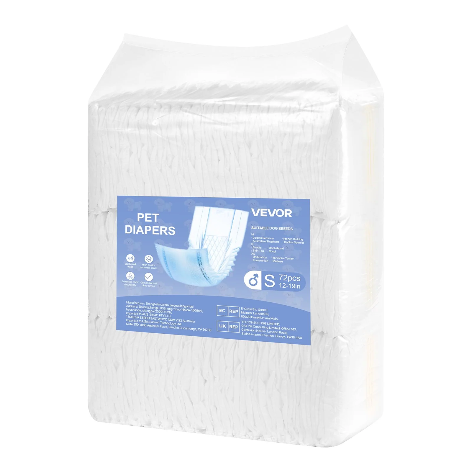 VEVOR Disposable Male Dog Diapers Super Absorbent Male Dog Wraps S 144 Count - Image 8