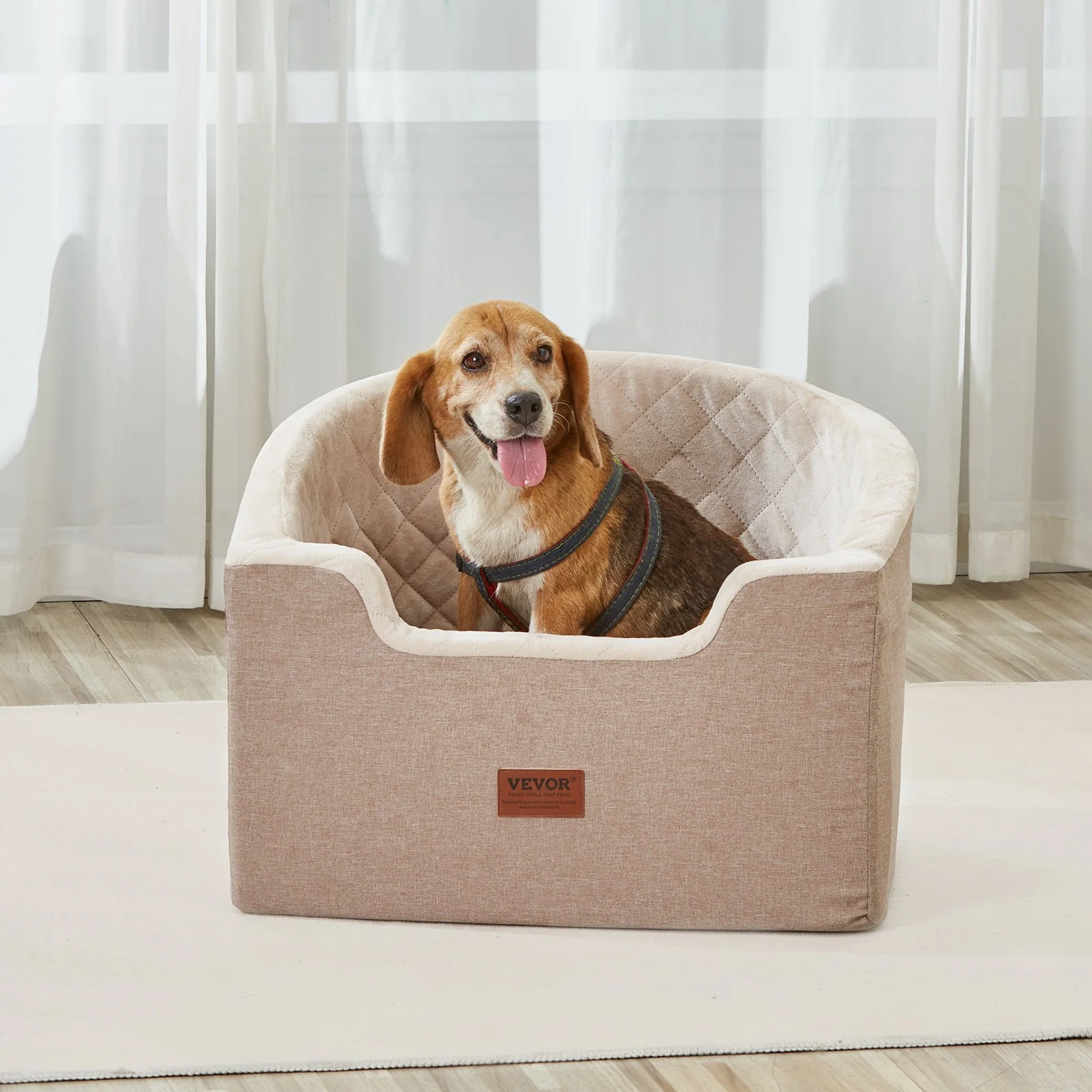 VEVOR Dog Booster Car Seat Pet Car Seat for Small Medium Dog up to 55 lbs Brown - Image 12
