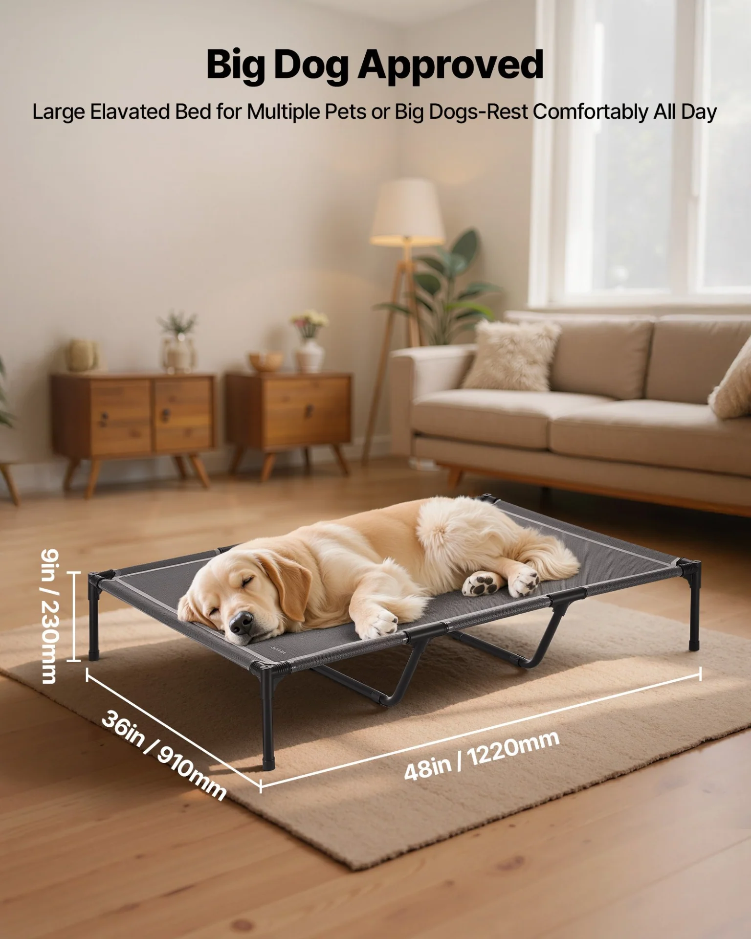 VEVOR Elevated Dog Bed for Large Dog Portable Raised Dog Cot with Metal Frame XL - Image 3