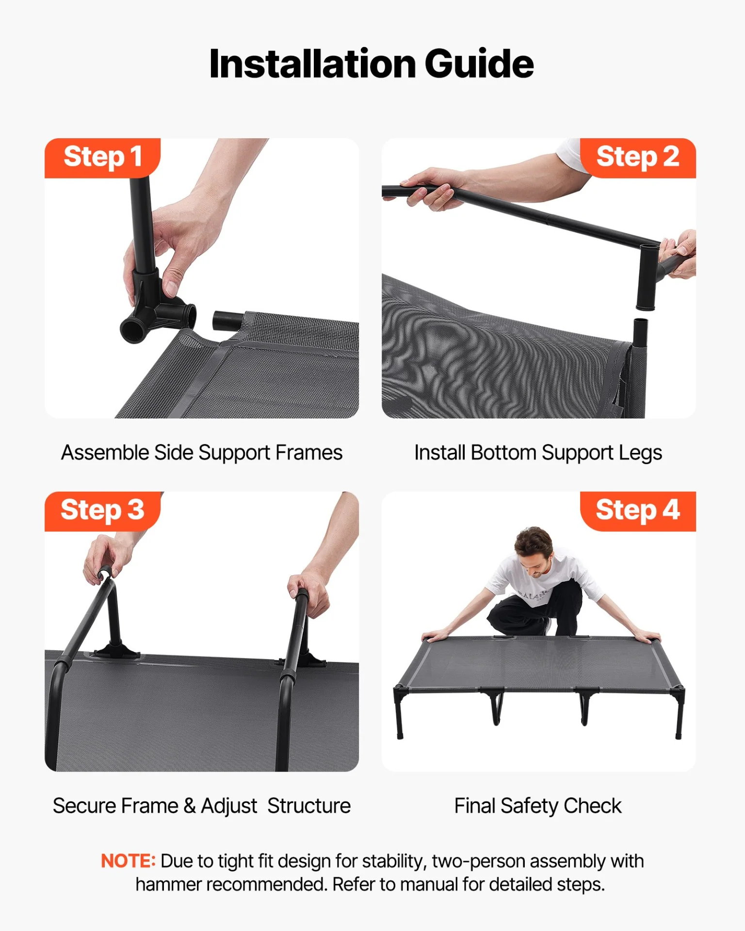VEVOR Elevated Dog Bed for Large Dog Portable Raised Dog Cot with Metal Frame XL - Image 4