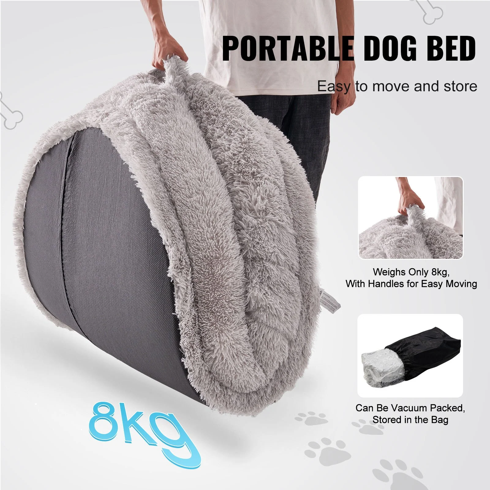 VEVOR Human Dog Bed 72x48x10in Large Human Size Dog Bean Bed Washable PV Velvet - Image 3