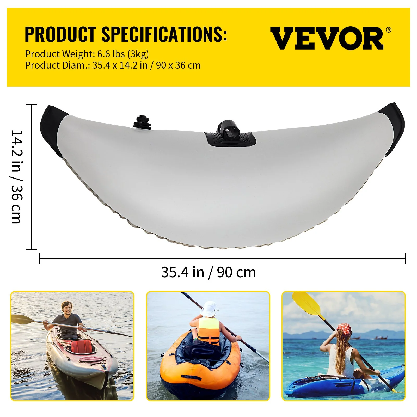 VEVOR Kayak Outrigger Stabilizers, 2 PCS, PVC Inflatable Outrigger Float with Sidekick Arms Rod, Standing Float Stabilizer System Kit for Kayaks, Canoes, Fishing Boats - Image 6