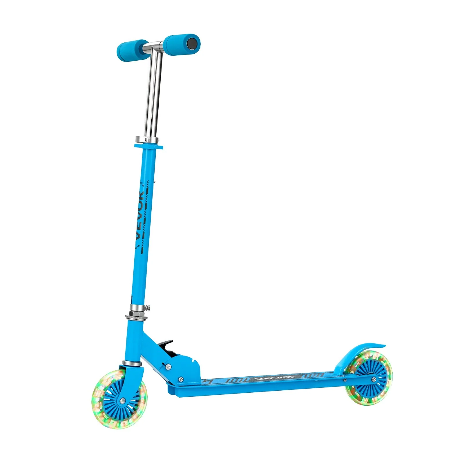 VEVOR Kick Scooter for Kids Ages 3+, 2-Wheel Toddler Scooter with Light-Up Wheels, Adjustable Height Handlebar, Wide Anti-Slip Deck, Foldable Lightweight Frame for Boys & Girls up to 110 lbs, Blue - Image 8