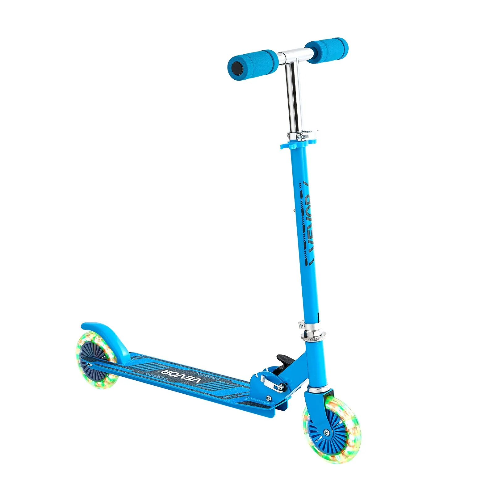 VEVOR Kick Scooter for Kids Ages 3+, 2-Wheel Toddler Scooter with Light-Up Wheels, Adjustable Height Handlebar, Wide Anti-Slip Deck, Foldable Lightweight Frame for Boys & Girls up to 110 lbs, Blue - Image 9