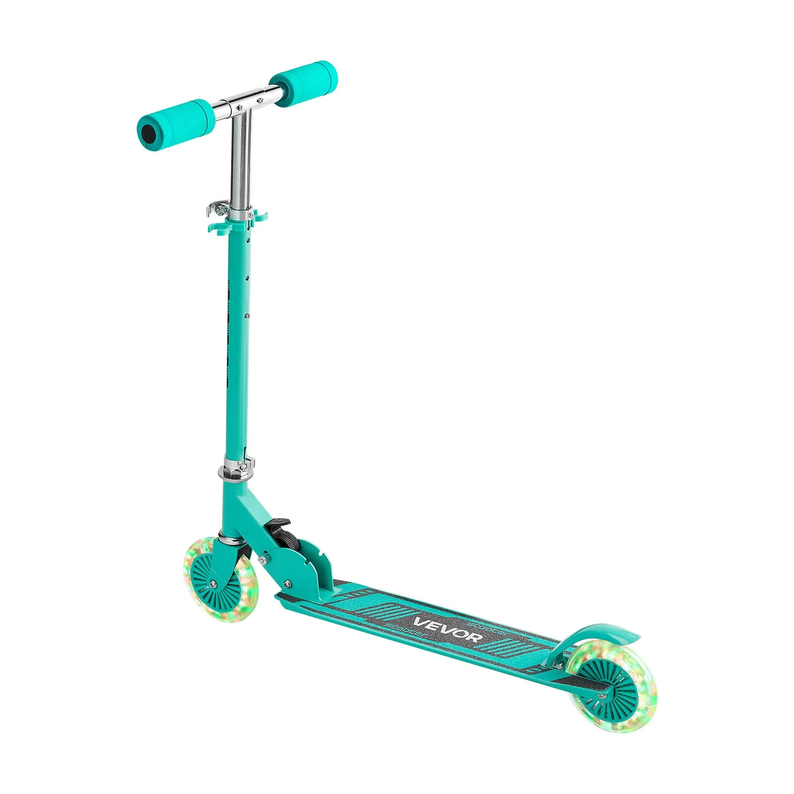 VEVOR Kick Scooter for Kids Ages 3+, 2-Wheel Toddler Scooter with Light-Up Wheels, Adjustable Height Handlebar, Wide Anti-Slip Deck, Foldable Lightweight Frame for Boys & Girls up to 110 lbs, Green - Image 10