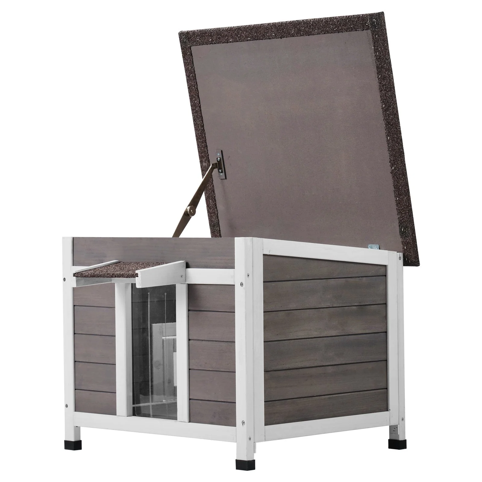 VEVOR Outdoor Cat House Wooden Feral Cat Shelter with Roof Door Flaps & Window - Image 10