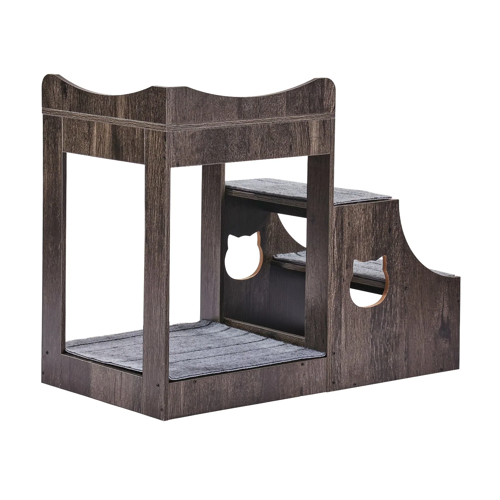 VEVOR Pet Bunk Bed with Stairs Dog/Cat Window Perch with Storage Indoor Gray - Image 9