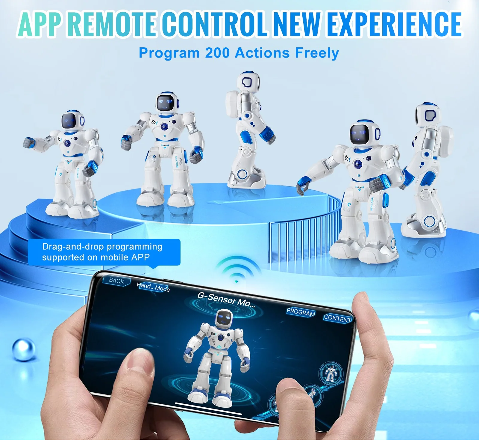 VEVOR RC Robot Toys for Kids, 2.4GHz Programmable Remote Control Smart Robot with Touch, Voice & APP Control, Interactive Singing Dancing Robot for Age 3 4 5 6 7 8 10 Year Old Boys Girls Birthday Gift