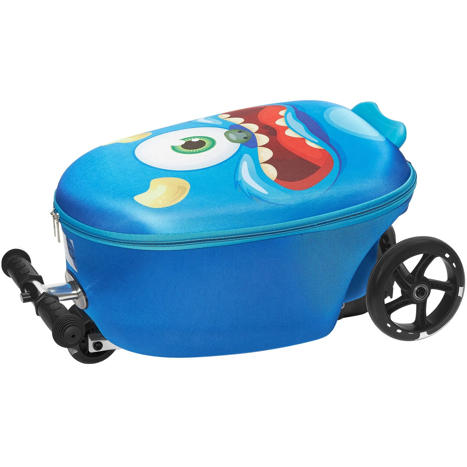VEVOR Ride-on Luggage, 20 L Capacity, 20 Inches Kids Scooter Suitcase with Flash PU Wheels, Adjustable Handle & TPR Non-Slip Grip, Foldable & Lightweight Scooter Luggage for Kids Aged 5+, Blue - Image 10