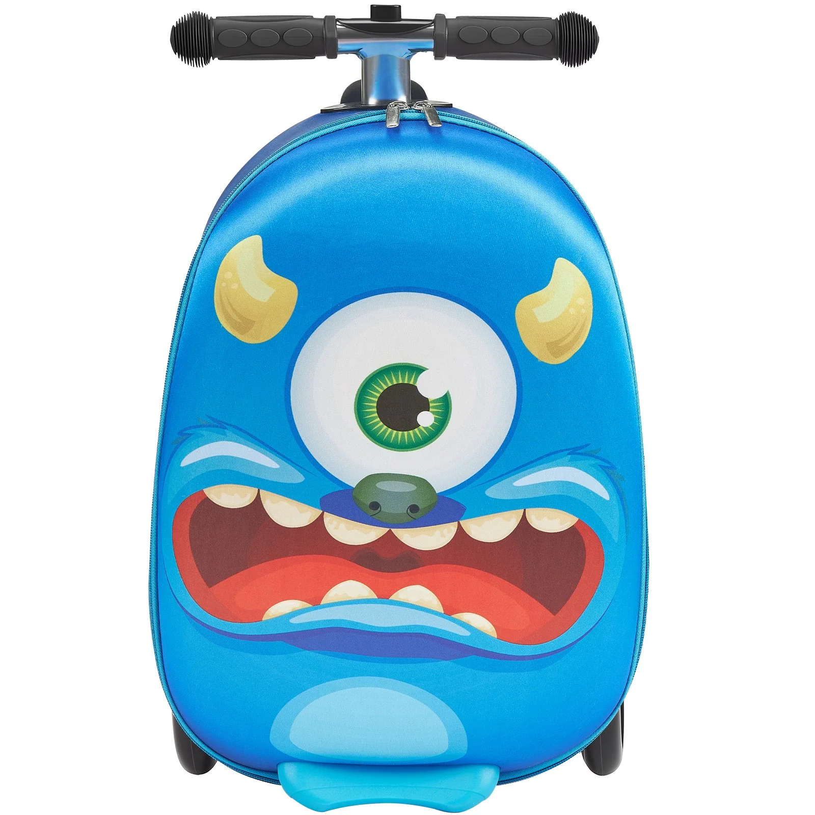 VEVOR Ride-on Luggage, 20 L Capacity, 20 Inches Kids Scooter Suitcase with Flash PU Wheels, Adjustable Handle & TPR Non-Slip Grip, Foldable & Lightweight Scooter Luggage for Kids Aged 5+, Blue - Image 8