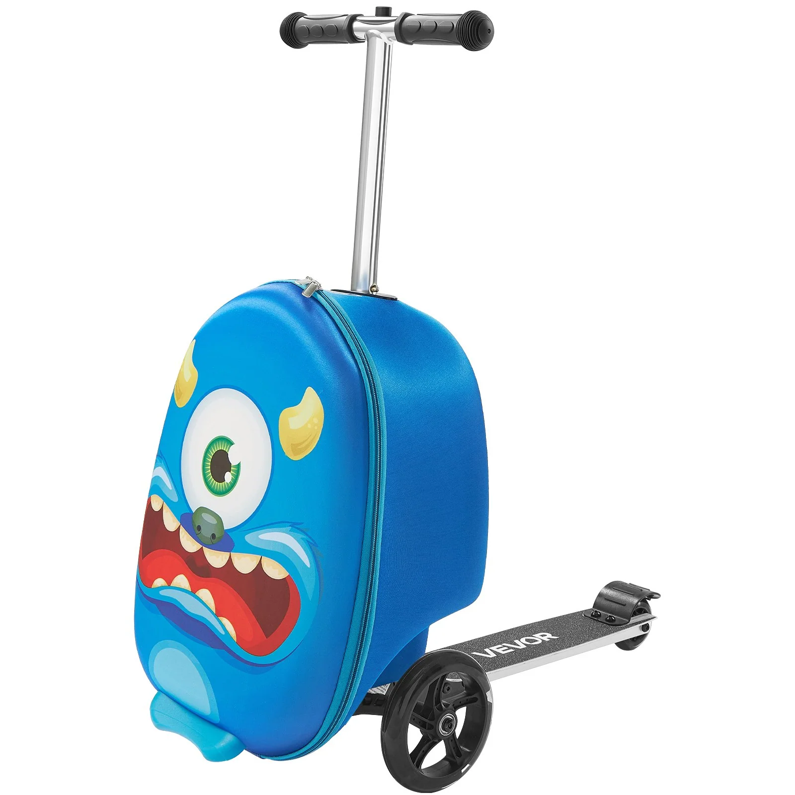 VEVOR Ride-on Luggage, 20 L Capacity, 20 Inches Kids Scooter Suitcase with Flash PU Wheels, Adjustable Handle & TPR Non-Slip Grip, Foldable & Lightweight Scooter Luggage for Kids Aged 5+, Blue - Image 9