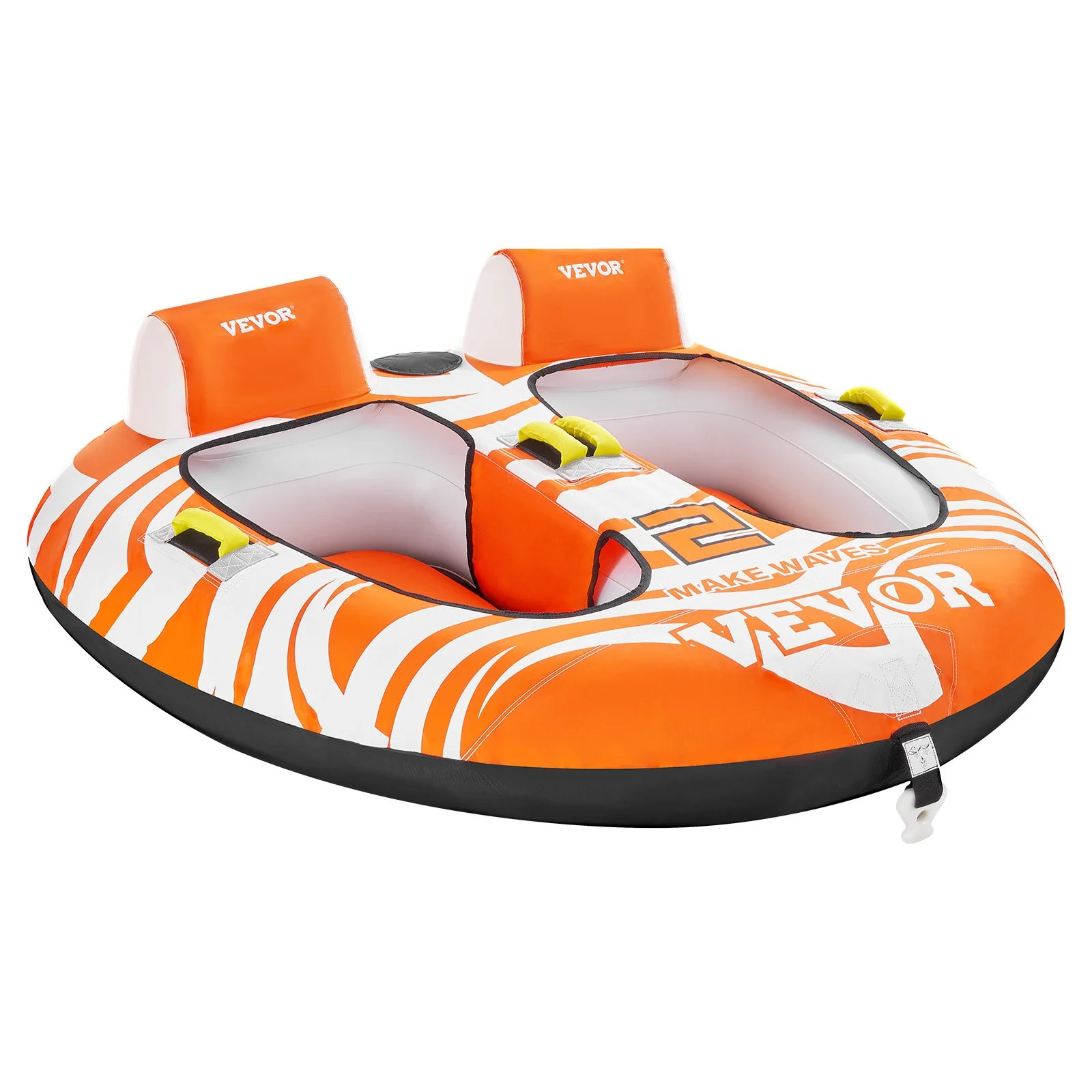 VEVOR Towable Tubes for Boating 2 Person, Inflatable Boat Tubes and Towables with 2 Cockpits, 340lbs Water Sport Tubes for Boat to Pull - with 840D Full Nylon Cover, Padded Grab Handles & Safety Valve - Image 9