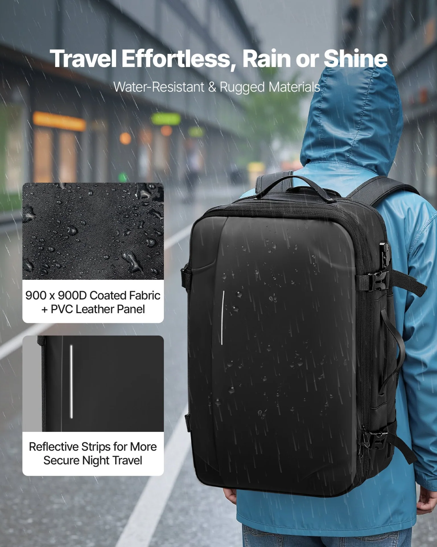 Vacuum Travel Backpack, 65L, Expandable Vacuum Seal Compression Travel Backpack, with TSA-Approved Lock, Multiple Pockets Compartments, Water-Resistant Carry-On Suitcase Luggage, No Pump, Black - Image 4