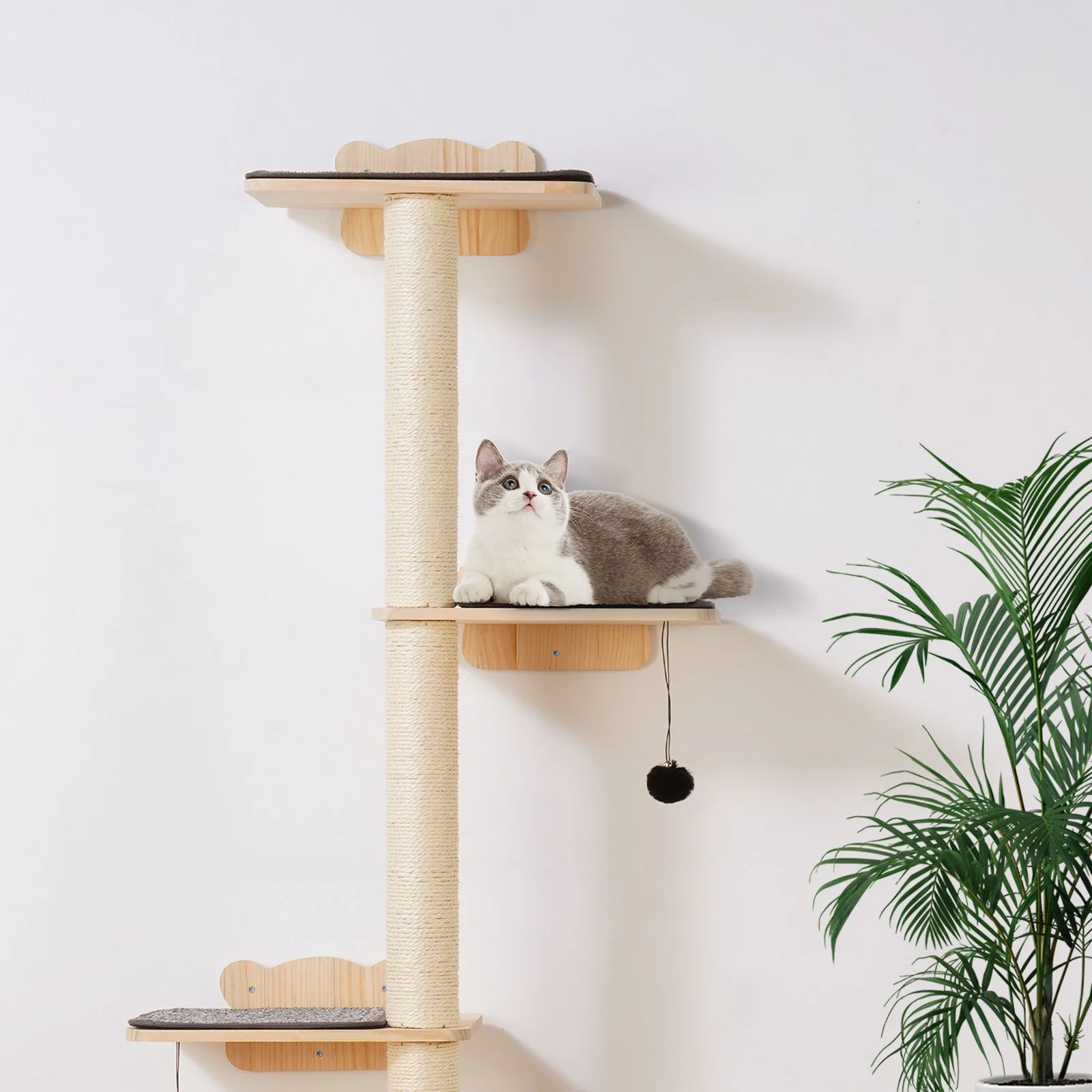 VEVOR Wall Mounted Cat Shelves Tree with Platform Tree-Shaped Cat Furniture Set - Image 7