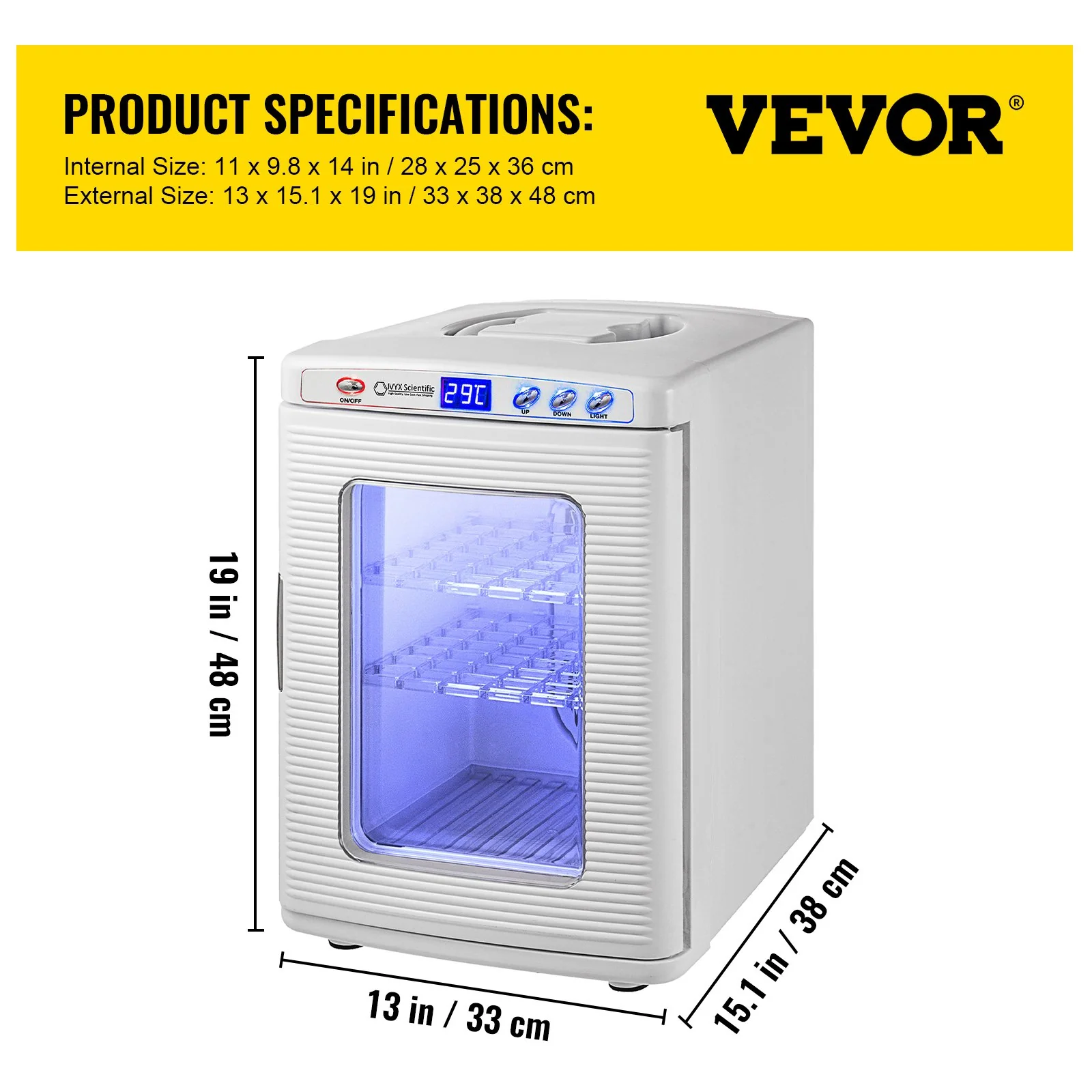 VEVOR White Reptile Incubator 25L Scientific Lab Incubator Digital Incubator Cooling and Heating 5-42°C Reptile Egg Incubator 12V/110V Work for Small Reptiles - Image 6
