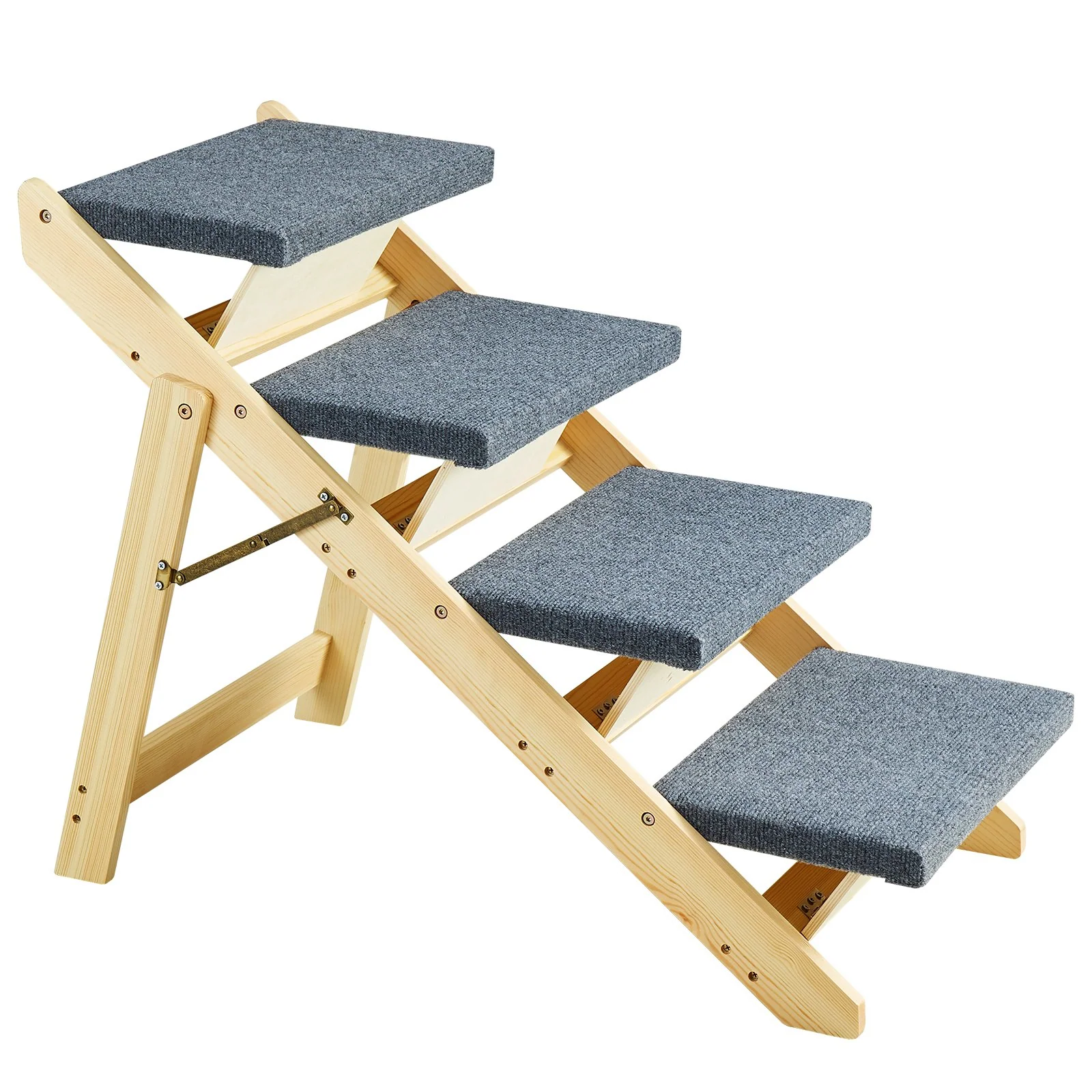 VEVOR Wood Pet Stairs/Pet Steps, 2-in-1 Foldable Wooden Dog Stair for Beds, Sofa and Cars, Dog Stairs & Ramp with 4 Steps for Small Medium Large Pet, up to 150 lbs - Image 8