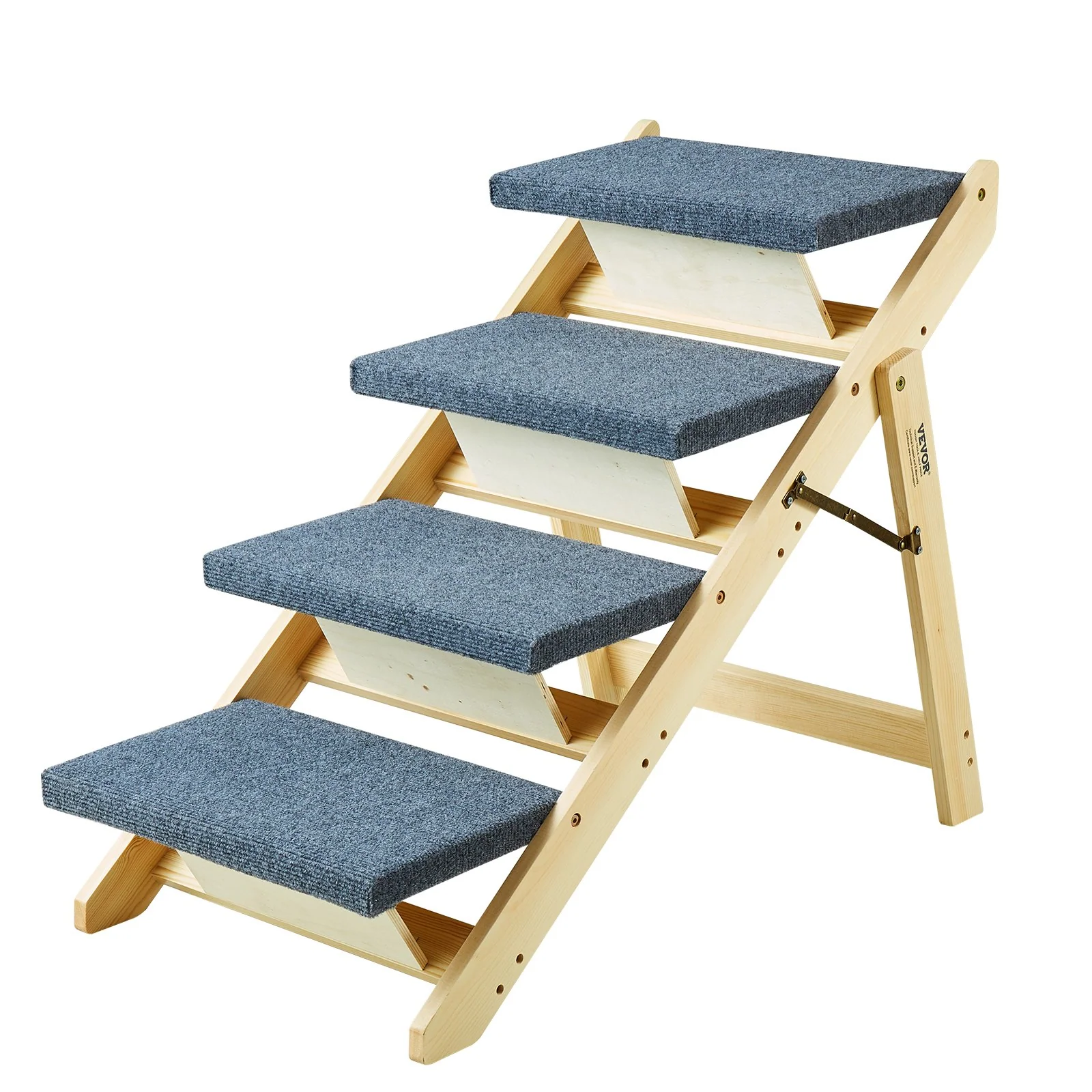 VEVOR Wood Pet Stairs/Pet Steps, 2-in-1 Foldable Wooden Dog Stair for Beds, Sofa and Cars, Dog Stairs & Ramp with 4 Steps for Small Medium Large Pet, up to 150 lbs - Image 9