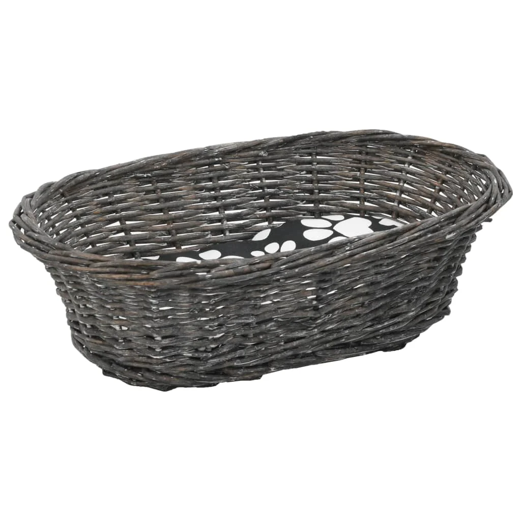 vidaXL 3 Piece Cat Basket Set with Cushions Grey 18.5x13.4x23.6" Natural Willow - Image 10