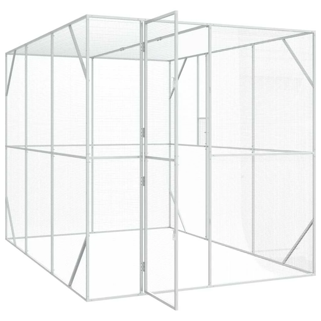 vidaXL Bird Aviary Anthracite 119.7 x 81.1 x 84.3 in Steel - Image 4