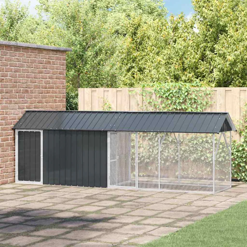vidaXL Bird Aviary with Extension Anthracite 44.1 x 174.8 x 55.5 in Steel