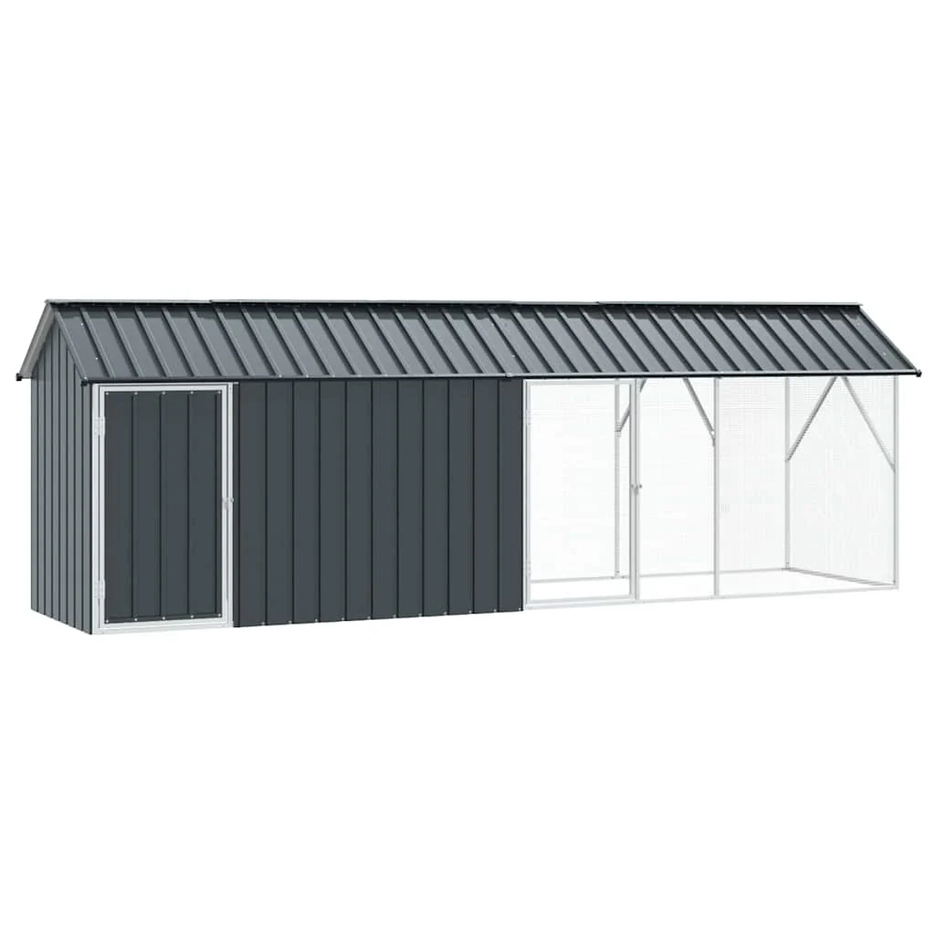 vidaXL Bird Aviary with Extension Anthracite 44.1 x 174.8 x 55.5 in Steel - Image 2