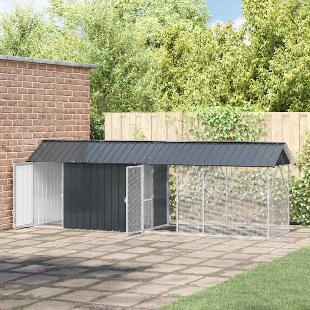 vidaXL Bird Aviary with Extension Anthracite 44.1 x 174.8 x 55.5 in Steel - Image 3