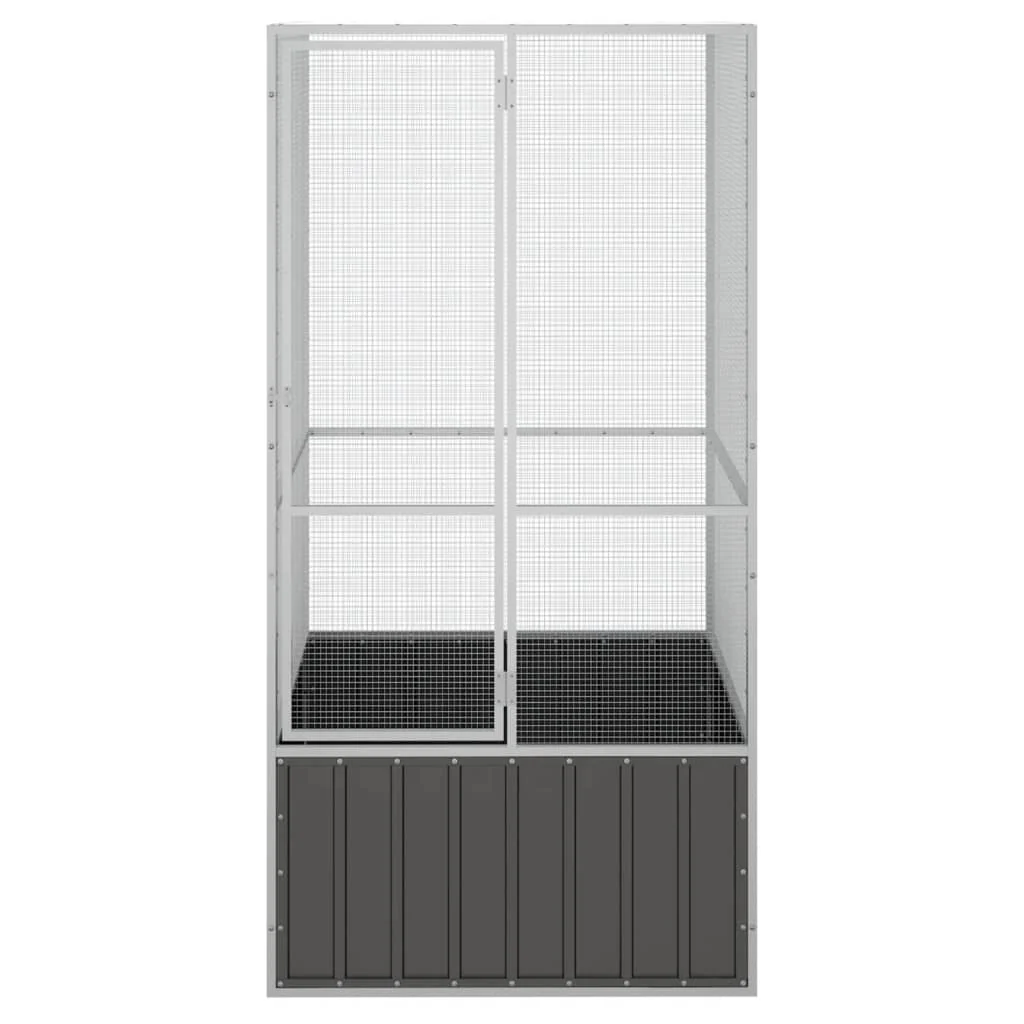 vidaXL Bird Cage Anthracite Galvanized Steel Large Bird Cage - Image 3