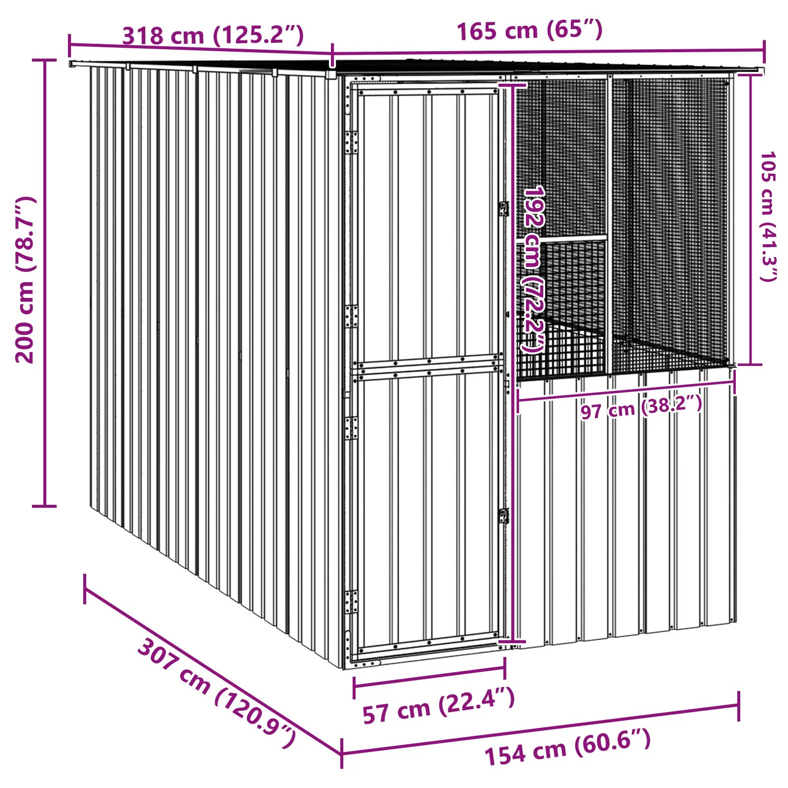 vidaXL Bird Cage Anthracite84.6 x 30.7 x 78.7 in Galvanized Steel - Image 10