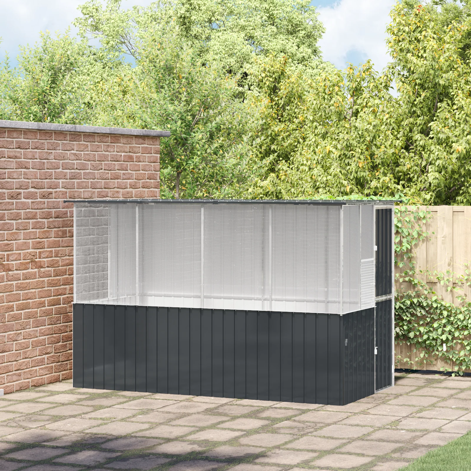 vidaXL Bird Cage Anthracite84.6 x 30.7 x 78.7 in Galvanized Steel - Image 11