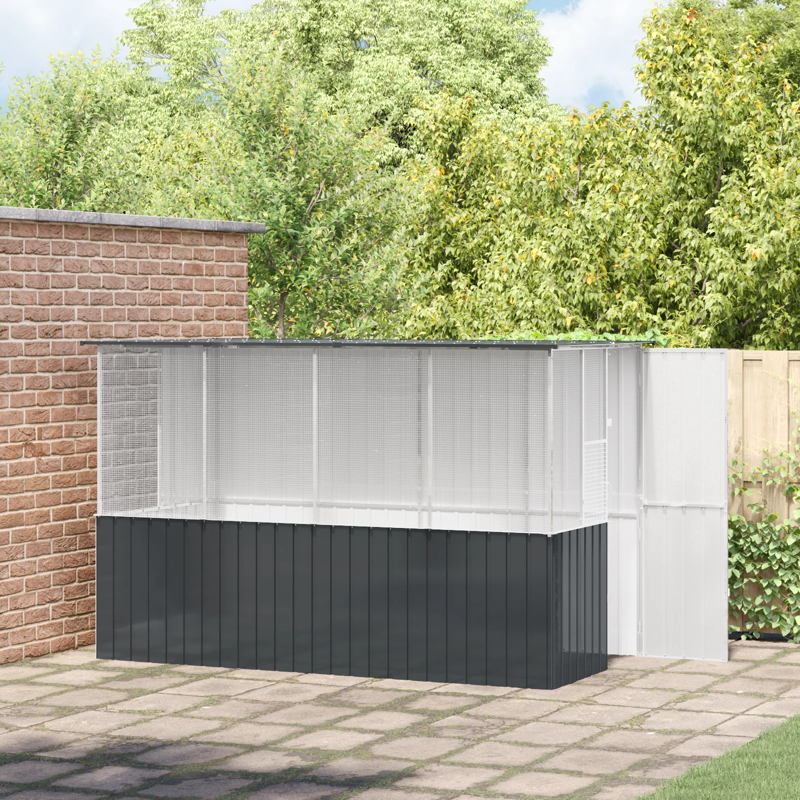 vidaXL Bird Cage Anthracite84.6 x 30.7 x 78.7 in Galvanized Steel - Image 23