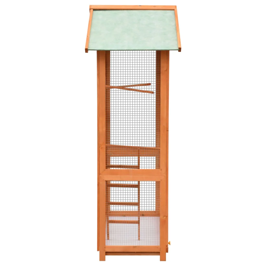 vidaXL Bird Cage Brown and Green Pinewood, Polyester Large Bird Cage - Image 4
