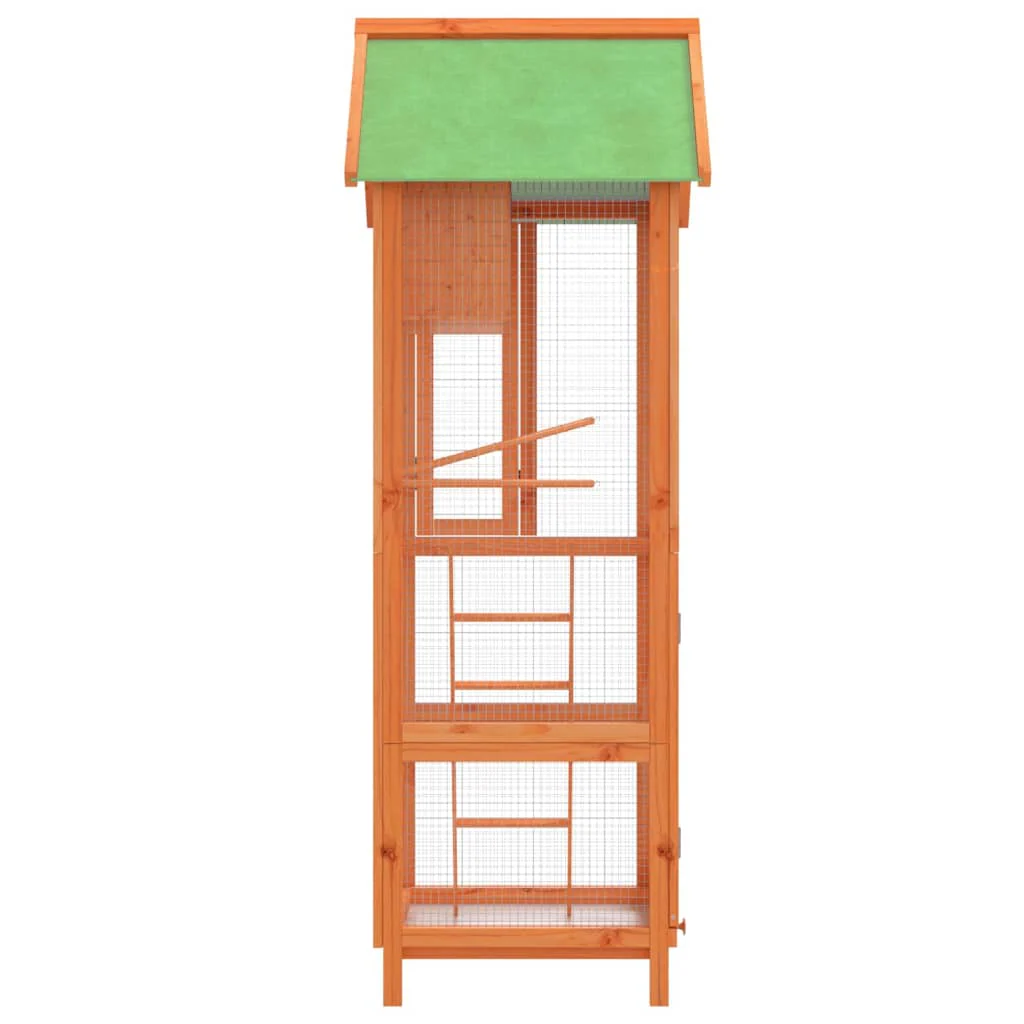 vidaXL Bird House Brown, Green Solid pine wood, plywood, wire mesh Large - Image 5