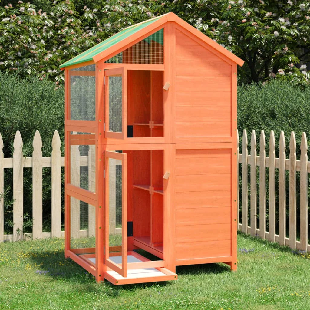 vidaXL Bird House Brown Solid pine wood Large Durable Bird House