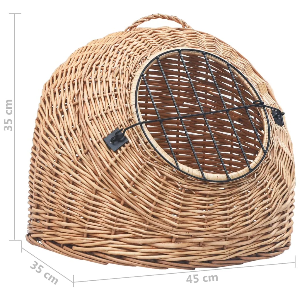 vidaXL Cat Carrier Natural Willow One Size Portable Cat Carrier - Image 8