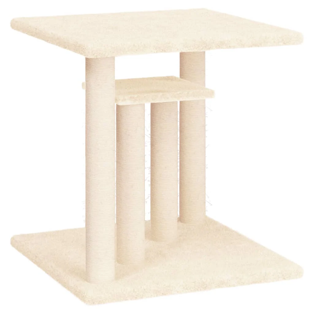 vidaXL Cat Scratching Post Cream Engineered wood, plush, sisal - Image 2
